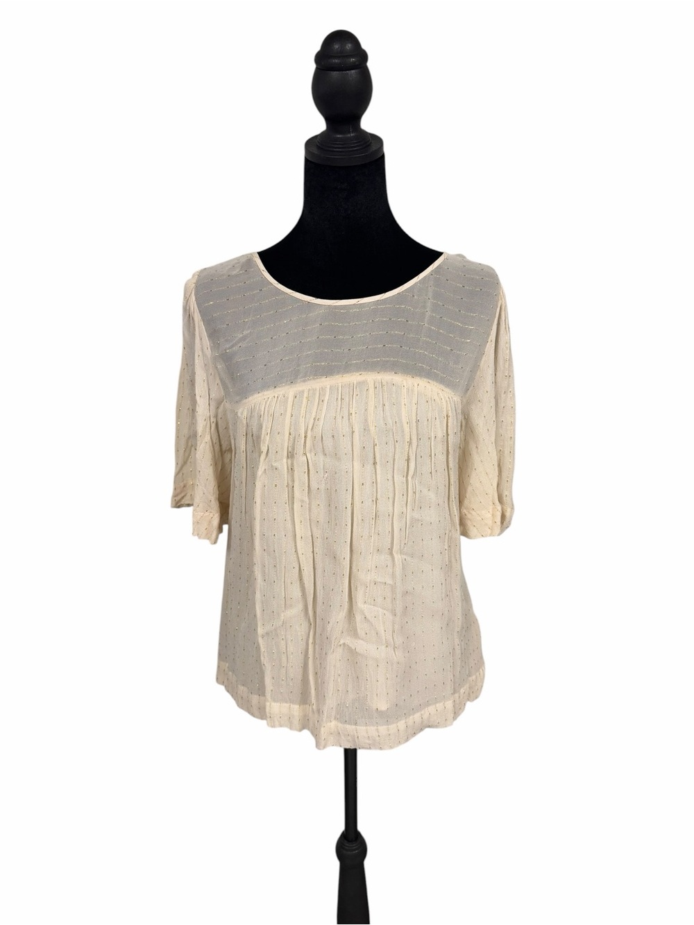 Gap Light Cream Short-Sleeve Blouse